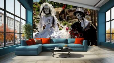 Just married - two skeleton in the wedding clothes

 Wall mural