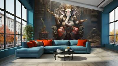 Happy Ganesh Chaturthi, Generative ai. Wall mural