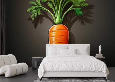 A detailed illustration of a single carrot with a vibrant orange color and a smooth, slightly textured surface. Wall mural