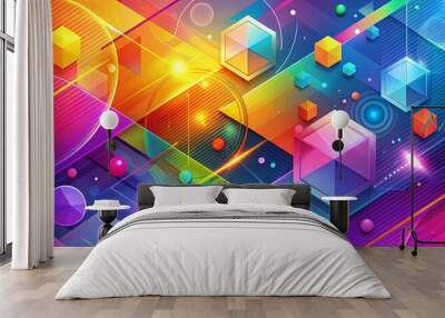 Abstract background with vibrant colors and geometric shapes, abstract, background, colorful, vibrant, shapes, design Wall mural