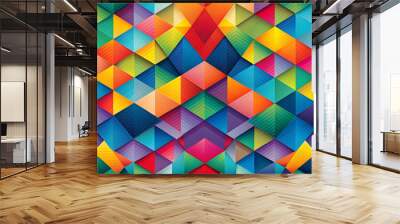 Abstract geometric pattern with vibrant colors and overlapping shapes creating a modern look, geometric, abstract, vibrant Wall mural