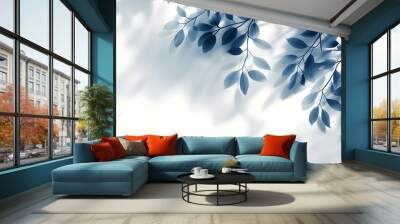 Blue Leaf Shadow Overlay Wall mural