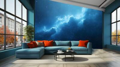 Blue Nebula Galaxy Space Background Wall mural