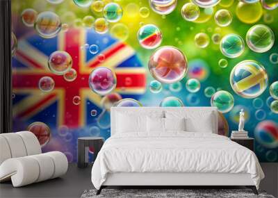 English language concept with colorful bubbles background, English, language, colorful, bubbles, background, education Wall mural