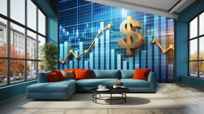 Investment concept featuring dollar signs, financial graphs, and opportunities for entrepreneurship, investment Wall mural