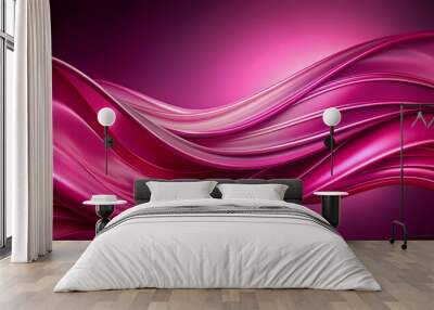 Silk wave flowing art in fuchsia pink, elegant and vibrant abstract design , flowing, silk, wave, art, fuchsia pink Wall mural