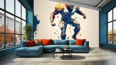 a creative color inspired american football illustration, modern art, generative ai technology Wall mural