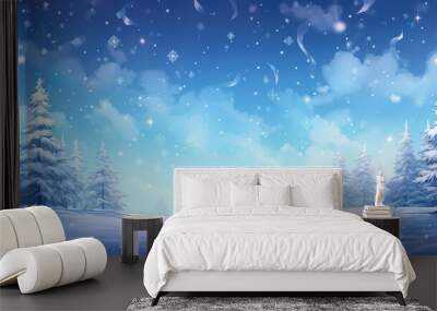 an epic children book inspired winter wallpaper, anime style Wall mural