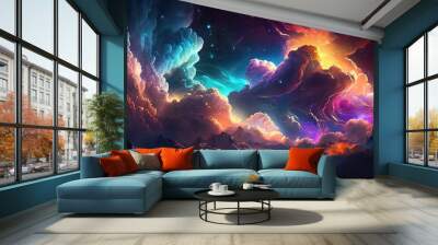 an epic version of the unknown space and galaxy, beautiful surreal colors, generative ai technolgy Wall mural