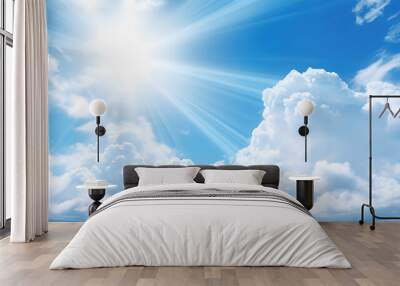 sun is shining at the sky, beautiful wallpaper artwork, ai generated image Wall mural