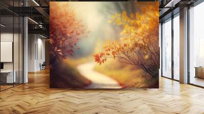 Autumn Nature Background Scene. AI generative. Wall mural