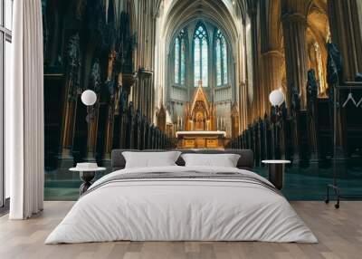 Majestic Cathedral Interior with Christian Choir Performing
 Wall mural