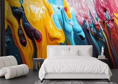 Abstract background with colorful, liquid paint streaks. Wall mural