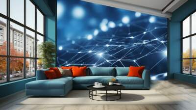 abstract blue background A blue network background that looks realistic and detailed, the background has a blue and white  Wall mural