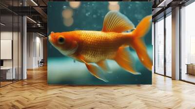 goldfish in aquarium  Closeup of a Gold Fish swimming in a tank  Wall mural