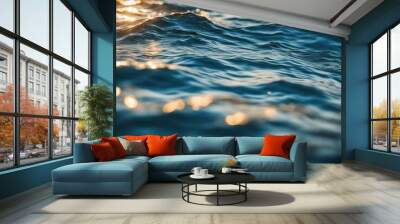 waves on the beach  blue water sea waves pattern, showing the variation and the randomness of the water.   Wall mural