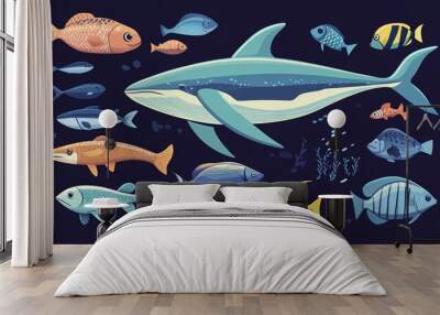 Colorful fish swimming in the ocean. Wall mural