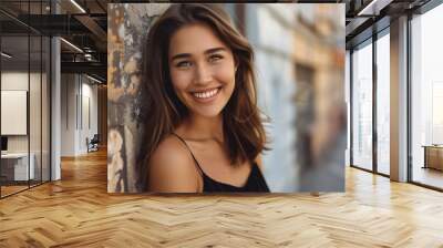 Portrait of beautiful smiling woman Wall mural