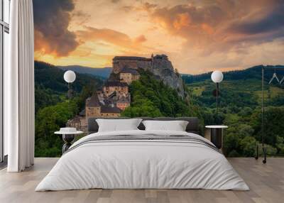 Orava Castle on a huge cliff above the river valley Wall mural