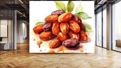 Dates, Fruits, Watercolor illustrations Wall mural