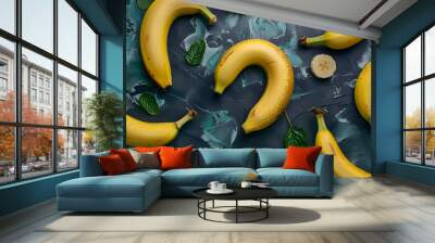 Freshness and sweetness of ripe Banana, a healthy summer snack generated Wall mural