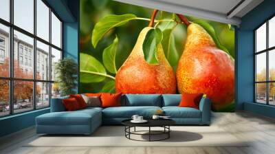 Freshness and sweetness of ripe pear, a healthy summer snack generated Wall mural