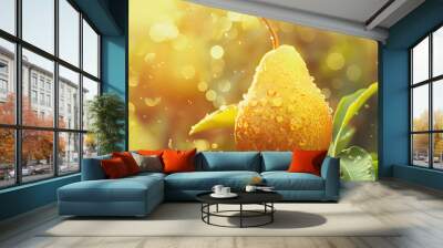 Freshness and sweetness of ripe pear, a healthy summer snack generated Wall mural