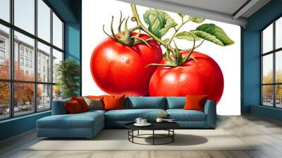 Tomato, Vegetables, Watercolor illustrations Wall mural