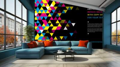 Abstract mosaic background from CMYK triangles Wall mural