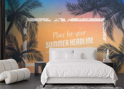 Background for your summer design with palm trees Wall mural