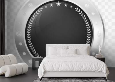 Circle silver badge frame with diamonds and copy space Wall mural