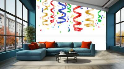 Flying multicolored confetti - party background Wall mural