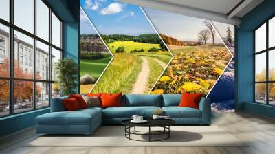 Four season collage from arrow banners Wall mural