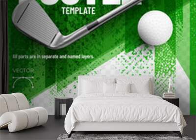 Golf poster template with club and ball Wall mural