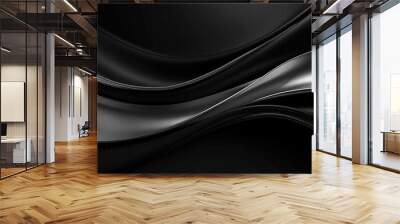 Wavy dark and silver abstract background Wall mural