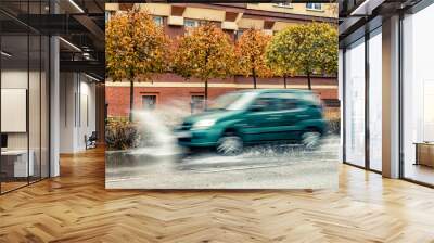 Fast car spalsh water Wall mural