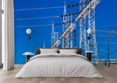 High voltage tower power line for electricity Wall mural