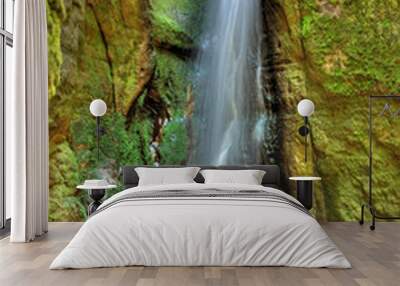 waterfall in aderspach sandstone rock city in czech republic Wall mural