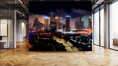 city skyline at night Wall mural