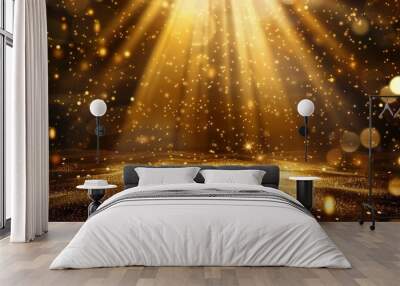 gold stage scene with spotlight for presentation Wall mural