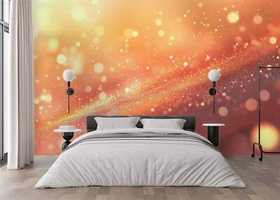 Elegant soft glow with golden particles on a gradient peach background. Wall mural