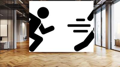 Fast running man and woman icon isolated on white background. People symbol. Vector illustration. Wall mural