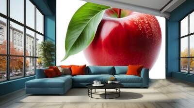 Fresh red apple isolated on transparent background PNG Full Depth of Field Wall mural