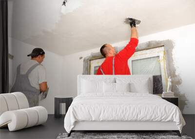 construction workers painting walls Wall mural