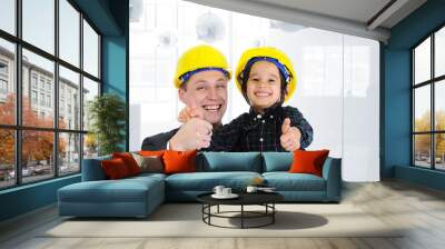 happy boss and employee together, father and son Wall mural