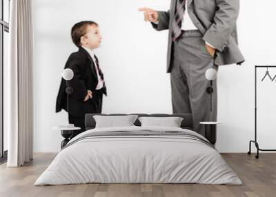 Young father and his son wearing suits Wall mural