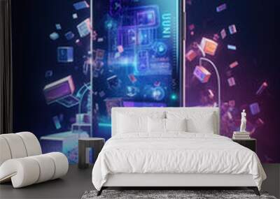  Concept of online shopping technology digital payment from mobile phone Wall mural