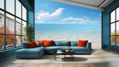 Beautiful sandy beach with blue sky background Wall mural