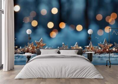 Christmas background with Christmas balls and gifts Wall mural