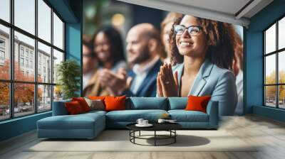 Group of people applauding together in business meeting Wall mural